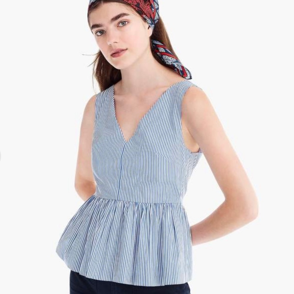 NWOT J.Crew Striped Sleeveless Peplum Top